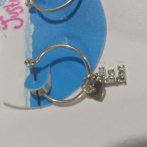 Justice Silver-tone Hoop Earrings Sparkling "E" & star-shaped charms - Girls - Picture 4 of 8